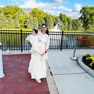 Elegant Cream Mother-Daughter Dress Set